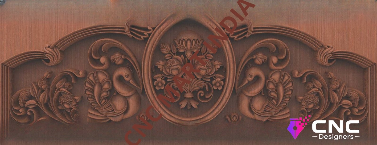 Beds & Sofa - BS-45 Peacock and Floral Elegance Carved Panel 3D Model